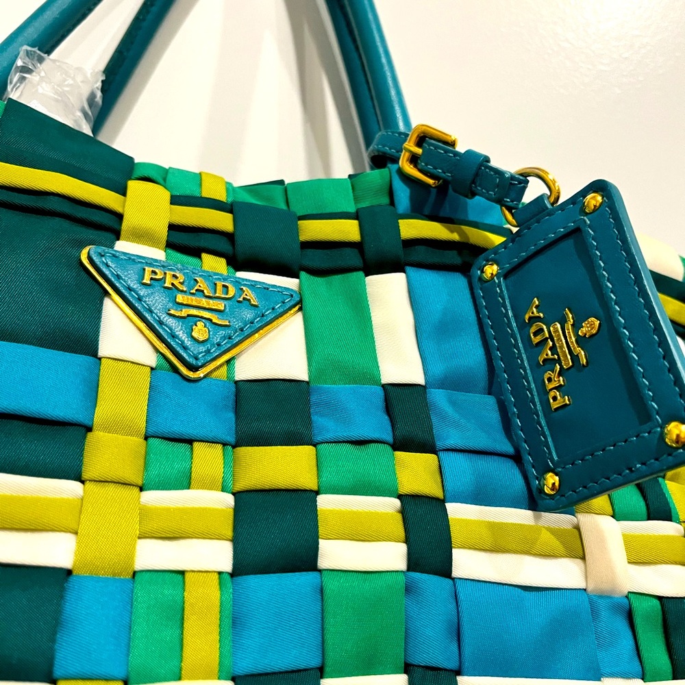 PRADA TESSUTO WOVEN TOTE.. like new
